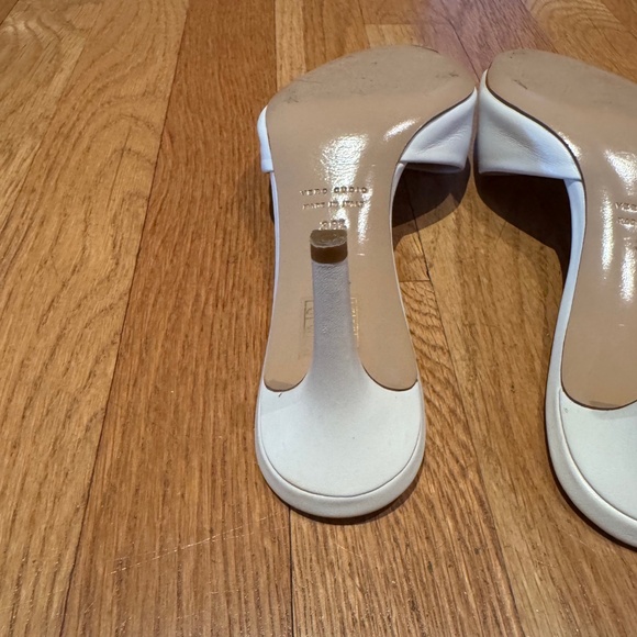 BARNEYS NEW YORK - White Leather Open Toe Heeled Mule - Size 38.5 - Picture 8 of 9